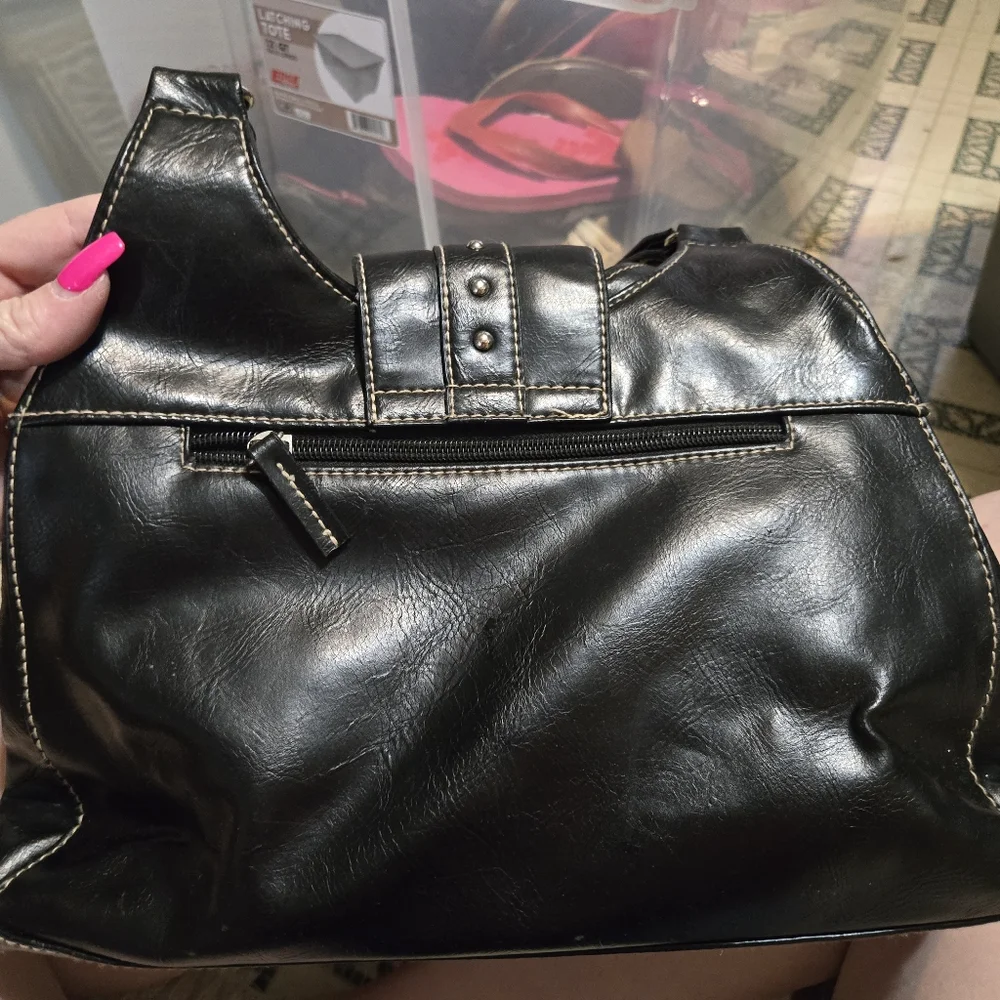 Black Studded Leather Handbag - Picture 2 of 5